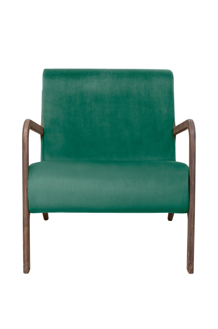 купить Низкое кресло с деревянными подлокотниками Mody Green V2 цвет зеленый