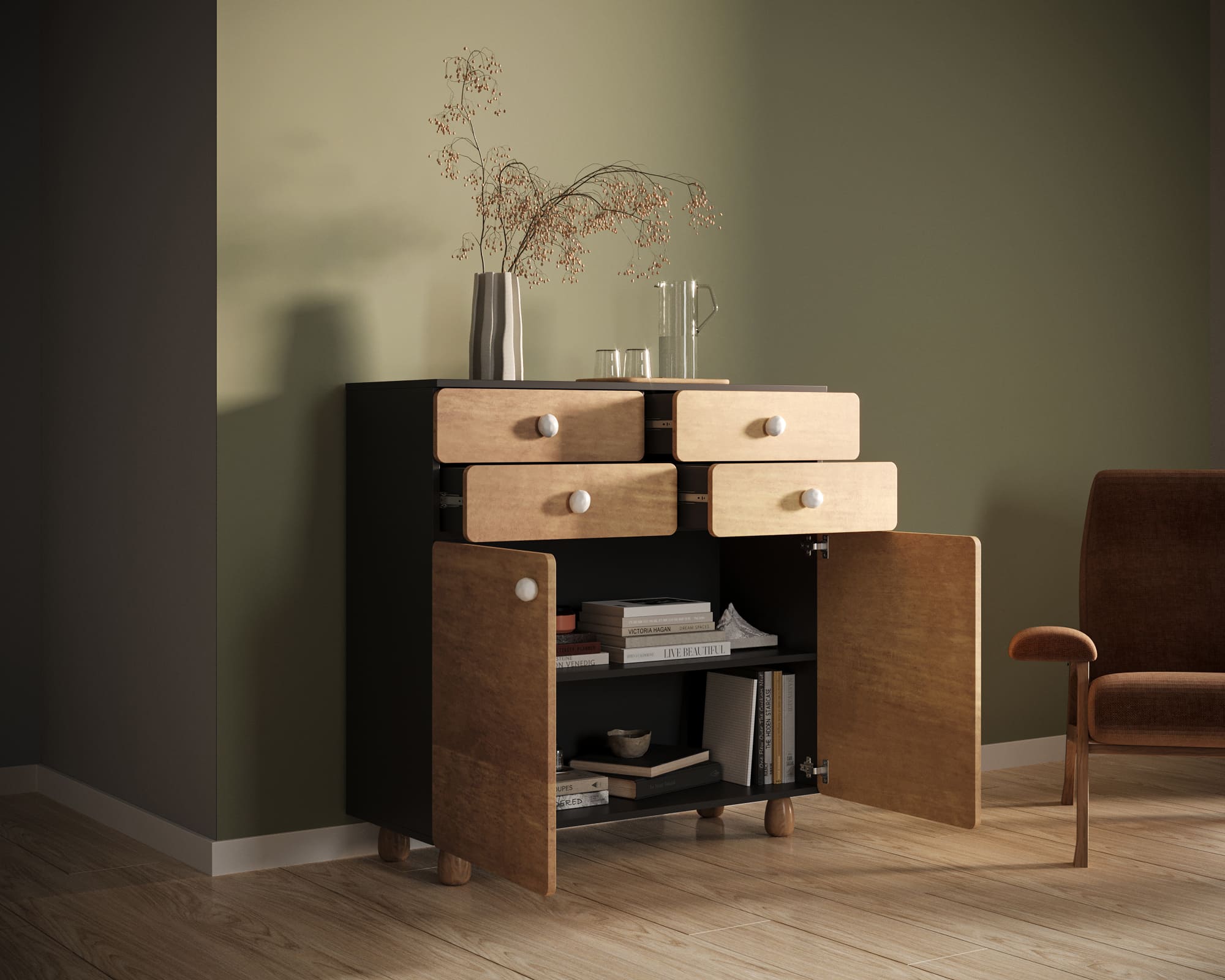 купить Большой комод с ящиками и дверками "Split" SP19 в Москве купить Большой комод с ящиками и дверками "Split" SP19