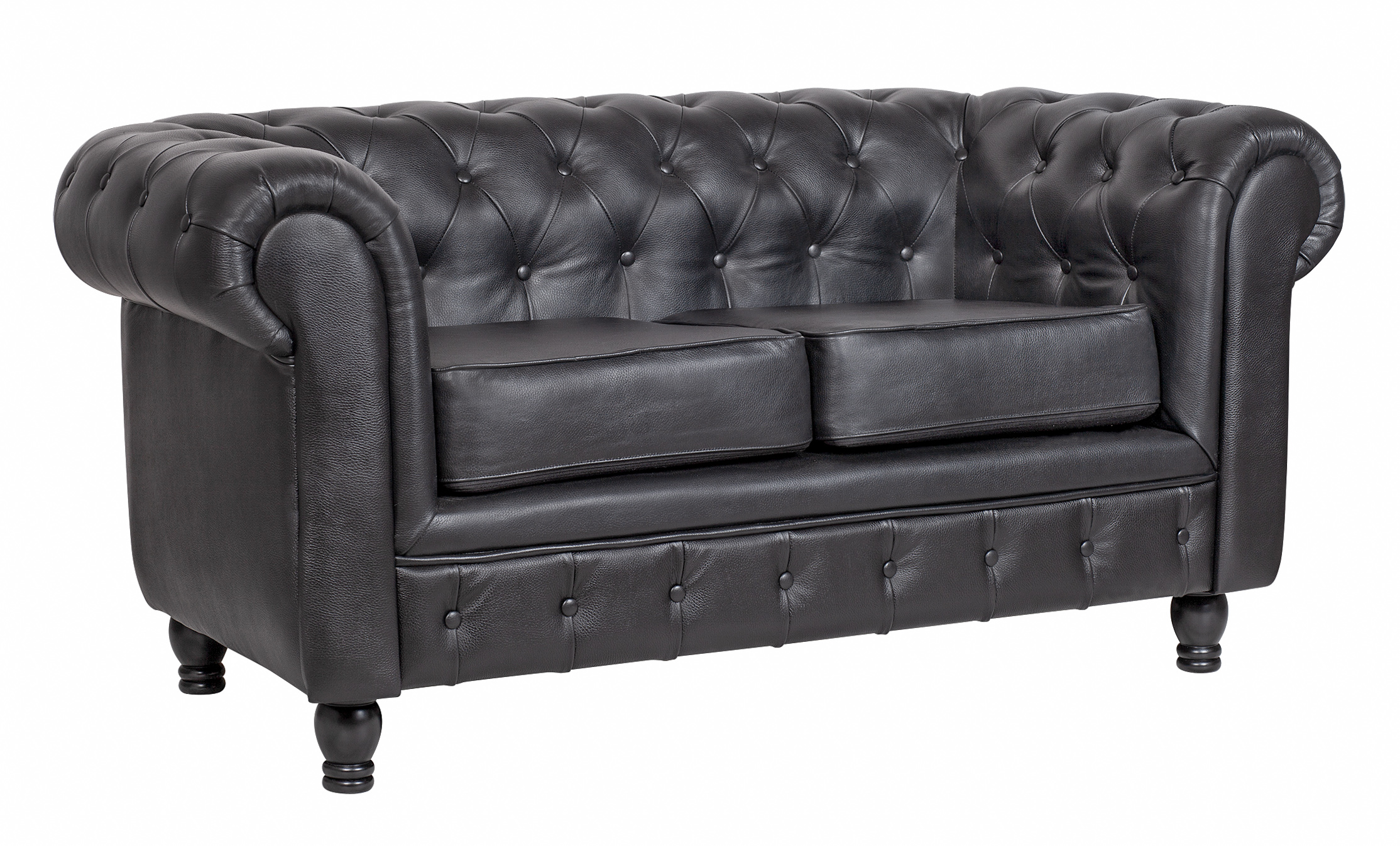 купить Диван из черной кожи Chesterfield Black Leather 2S