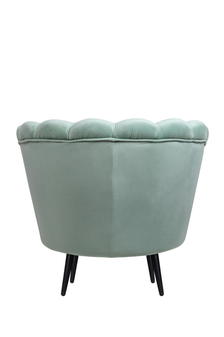 Низкое кресло ракушка Pearl Green на черных ножках в интернет-магазине