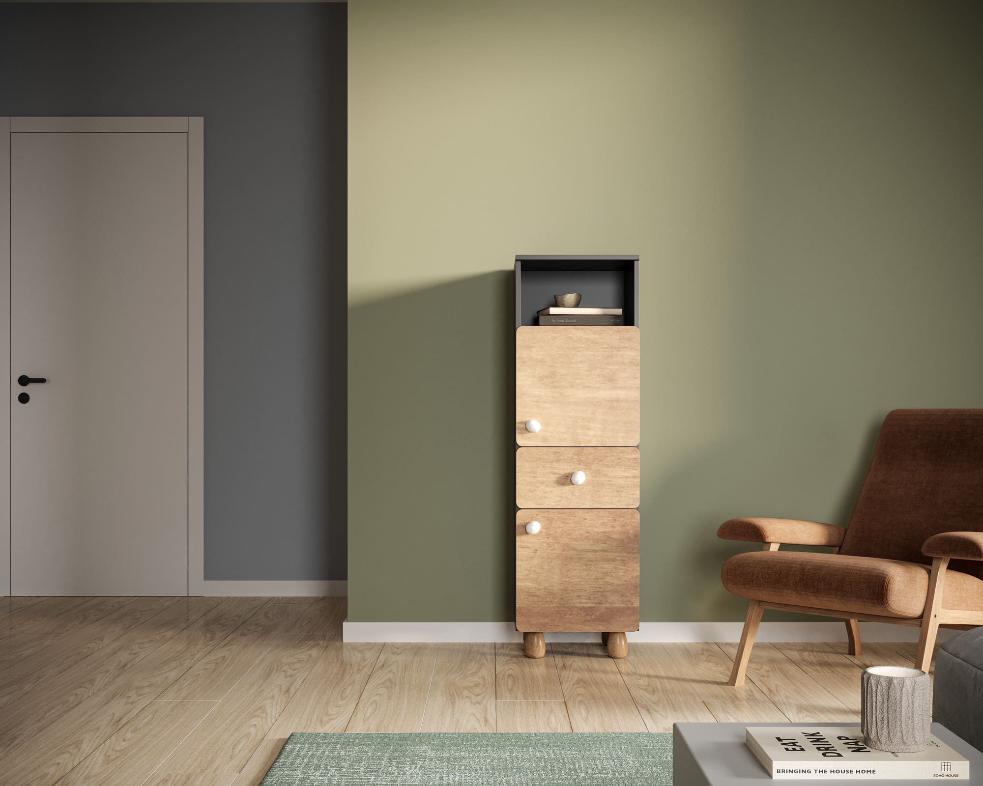 Узкий шкаф сдвумя дверками и одним ящиком "Split" SP13 в интернет-магазине