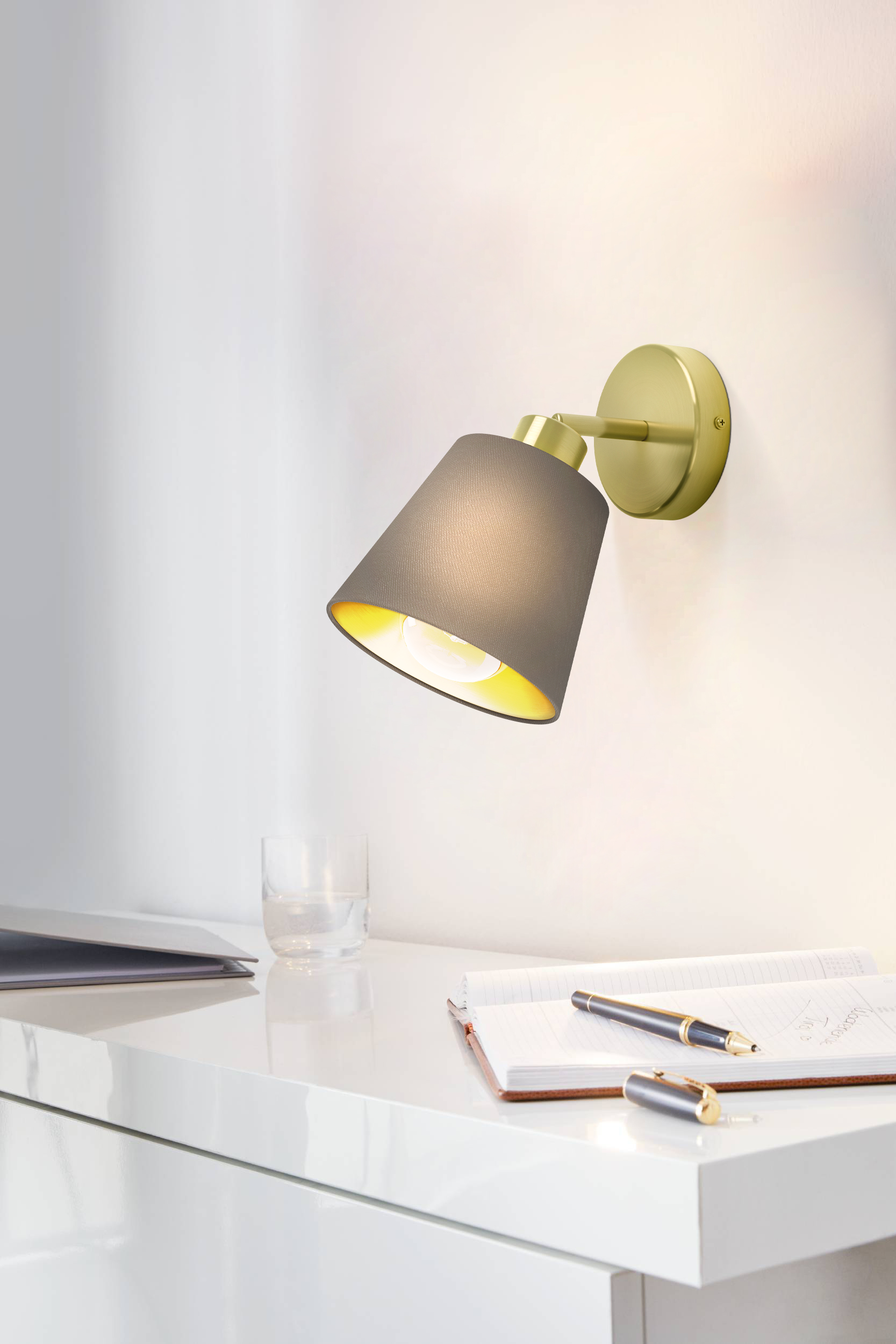 заказать 31533 Бра MASERLO, 1X12(Е27), металл, кремово-золотой/текстиль, капучино