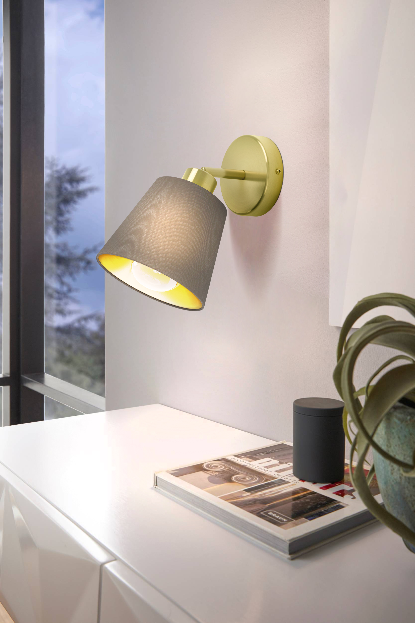 купить 31533 Бра MASERLO, 1X12(Е27), металл, кремово-золотой/текстиль, капучино