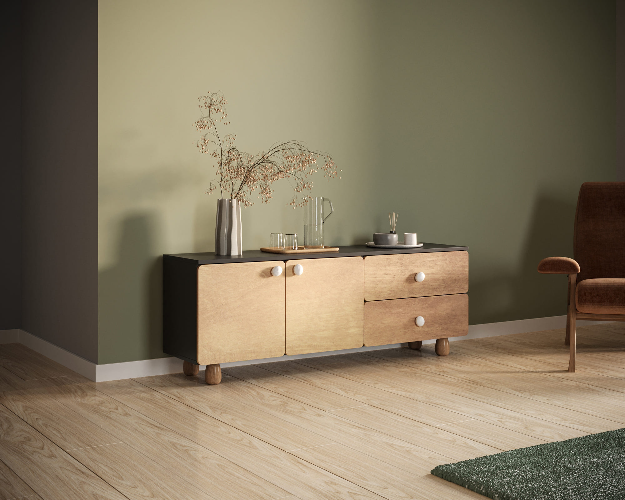 заказать Комод низкий с двумя дверками и ящиками "Split" SP11 в Москве заказать Комод низкий с двумя дверками и ящиками "Split" SP11