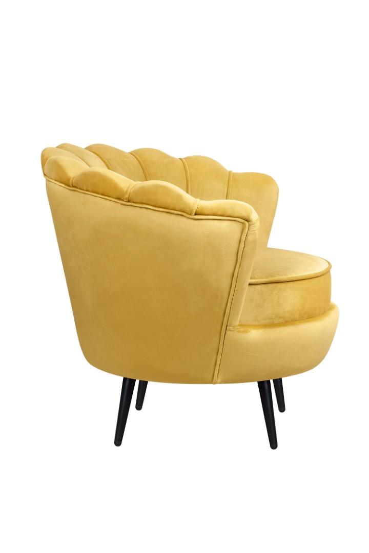 заказать Низкое кресло ракушка Pearl Yellow на черных ножках в Москве заказать Низкое кресло ракушка Pearl Yellow на черных ножках