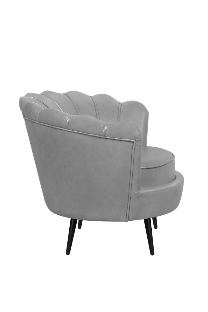 заказать Низкое кресло ракушка Pearl Grey V2 на черных ножках