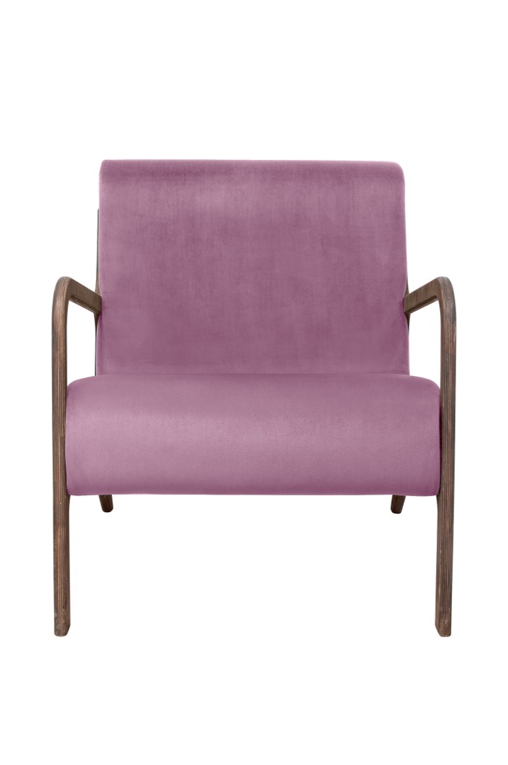 купить Низкое кресло с деревянными подлокотниками Mody Pink розовый
