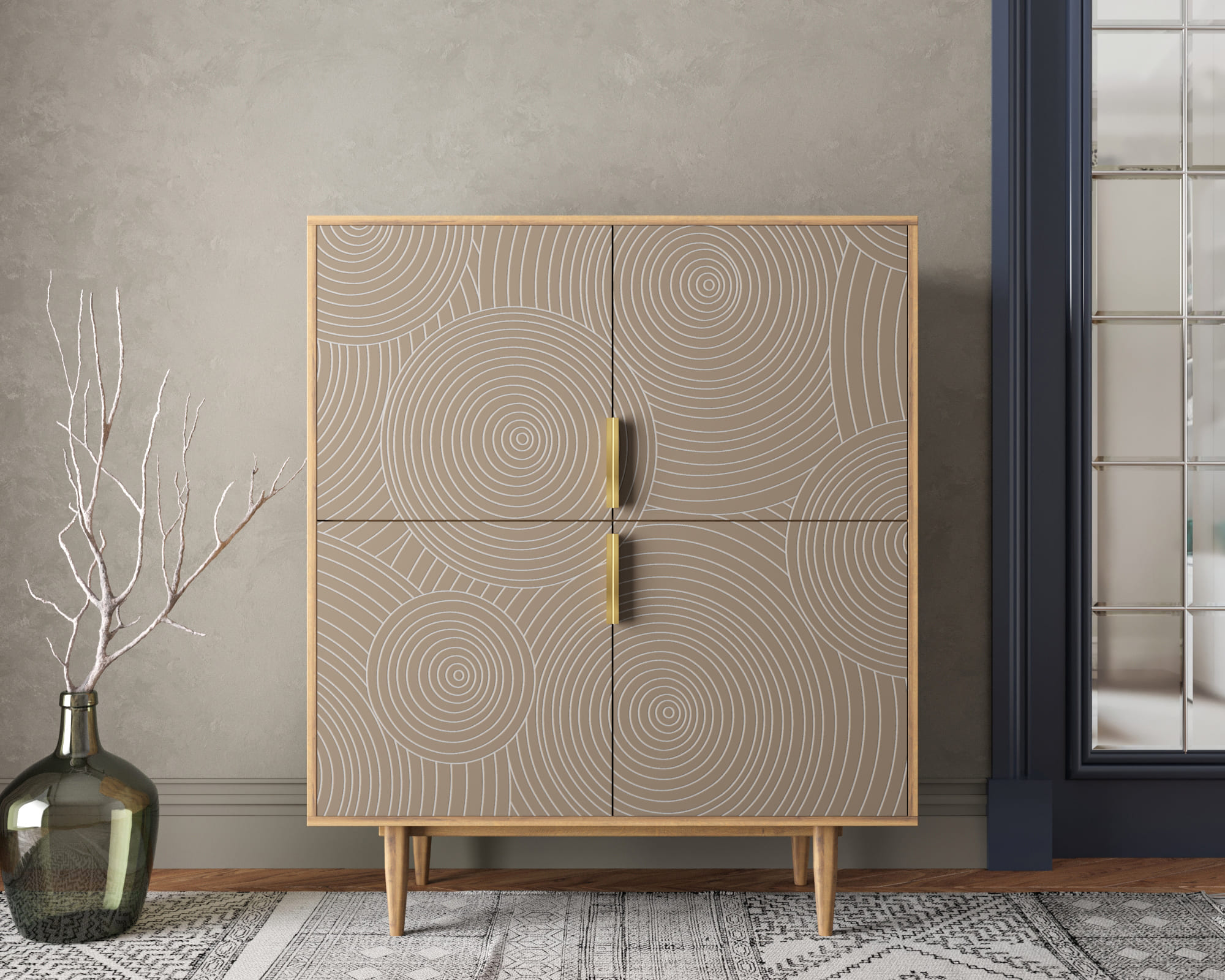 Большой комод с четырьмя дверками "Line" R19/beige в интернет-магазине