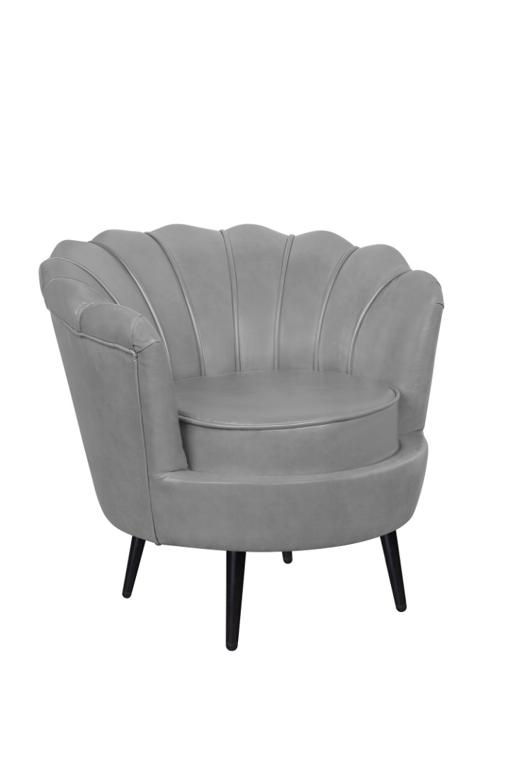 купить Низкое кресло ракушка Pearl Grey V2 на черных ножках
