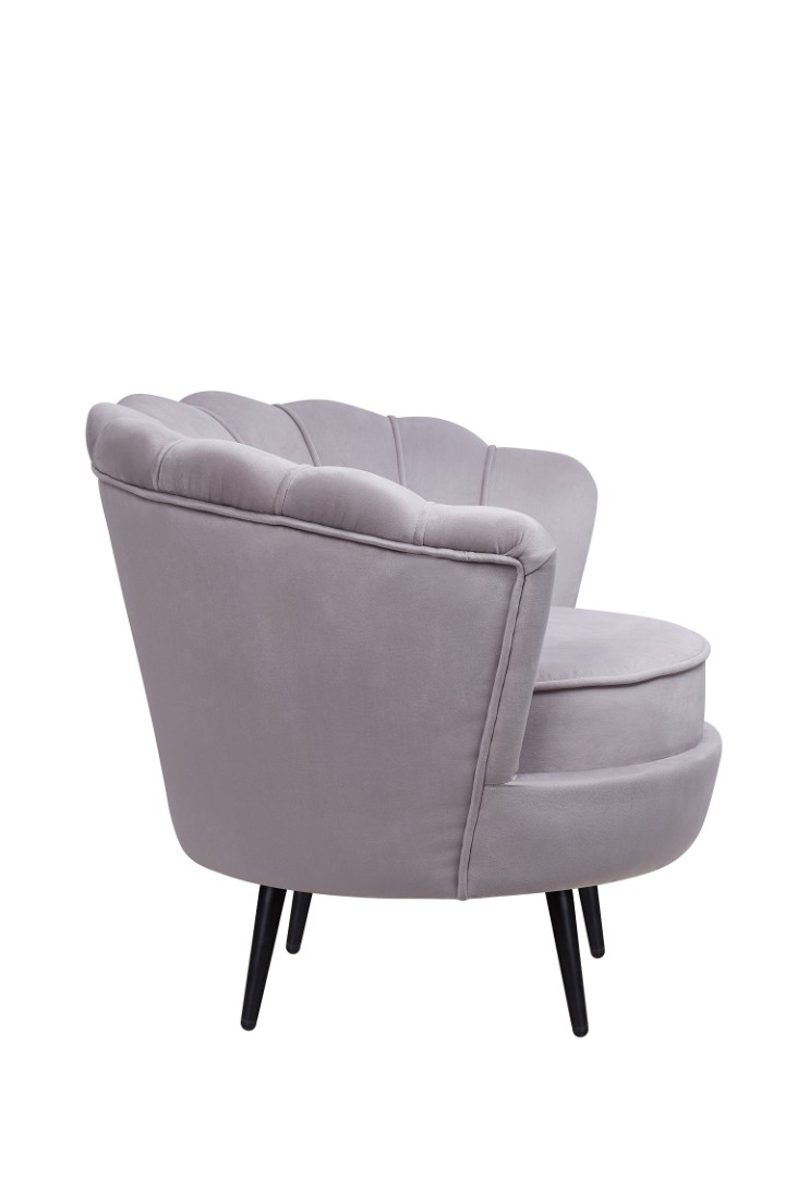 заказать Низкое кресло ракушка Pearl Grey на черных ножках