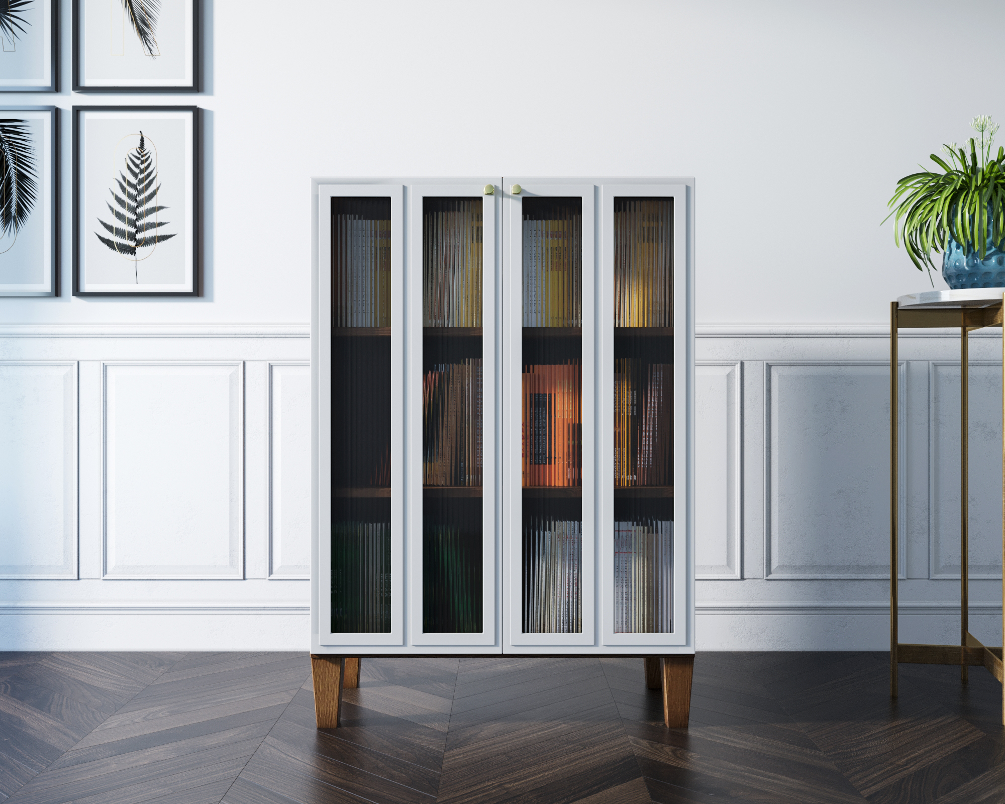 Шкаф-буфет "Andersen" малый с рифлеными стеклами арт AN18/1WH в интернет-магазине в Москве Шкаф-буфет "Andersen" малый с рифлеными стеклами арт AN18/1WH в интернет-магазине