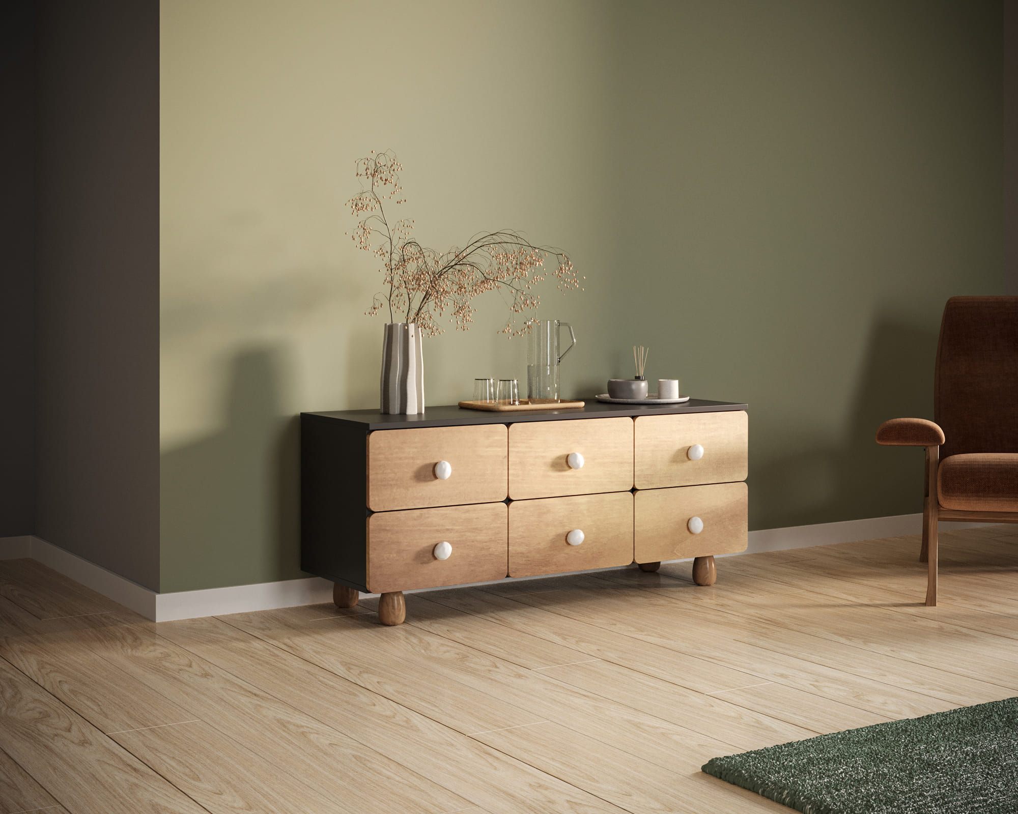 заказать Комод низкий с шестью ящиками "Split" SP17