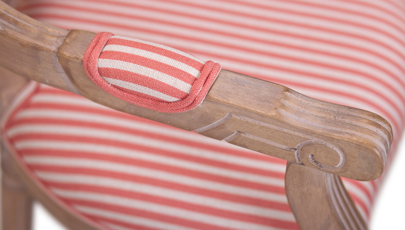 фото Мягкий стул с подлокотниками Volker Arm Pink Pinstripe в Москве фото Мягкий стул с подлокотниками Volker Arm Pink Pinstripe