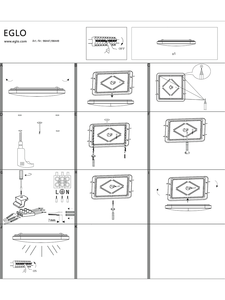 заказать 98447 Светильник настенно-потолочный светодиодный FRANIA