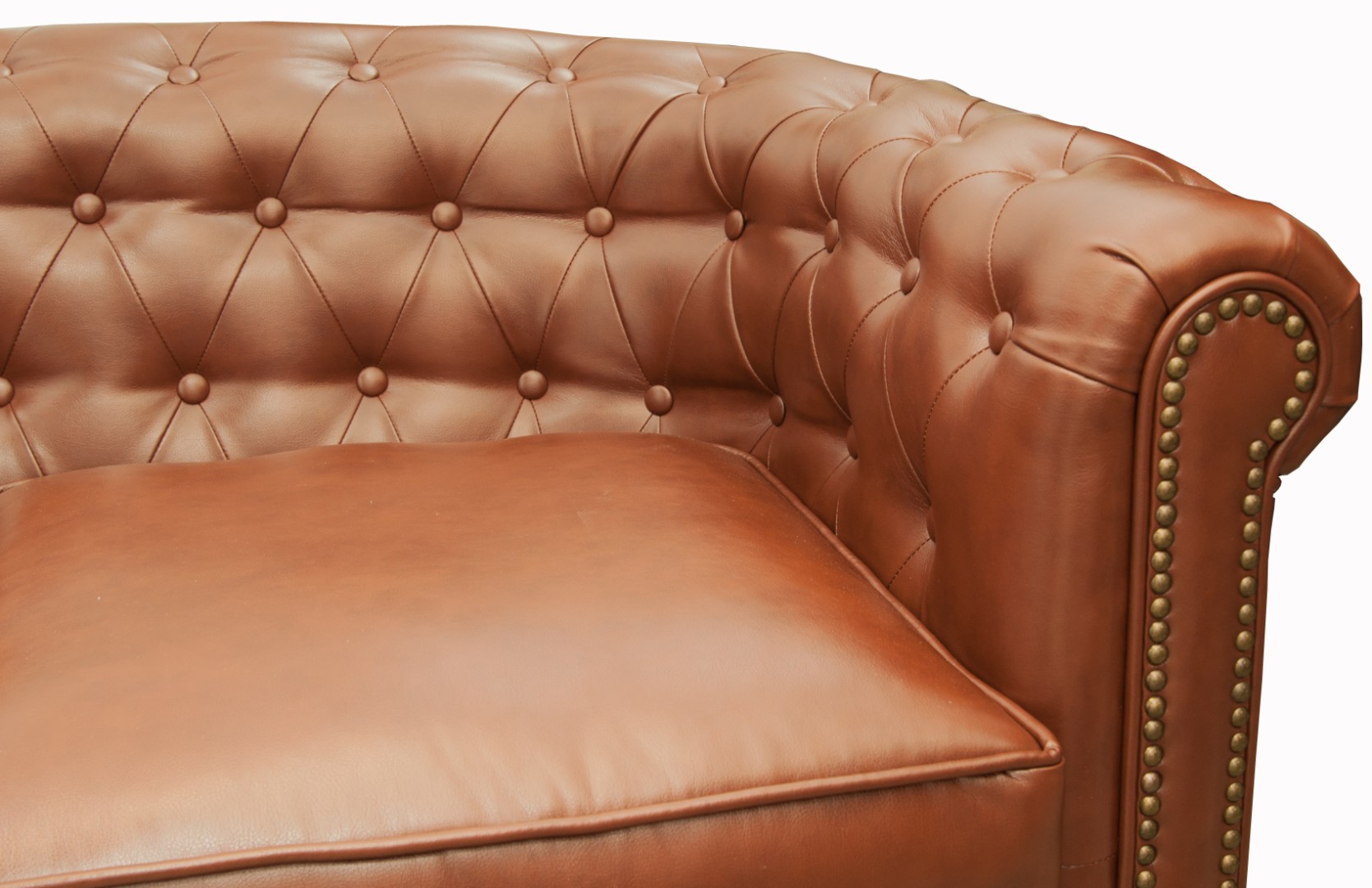 Трехместный диван кожаный лофт Karo brown 3S коричневый в интернет-магазине