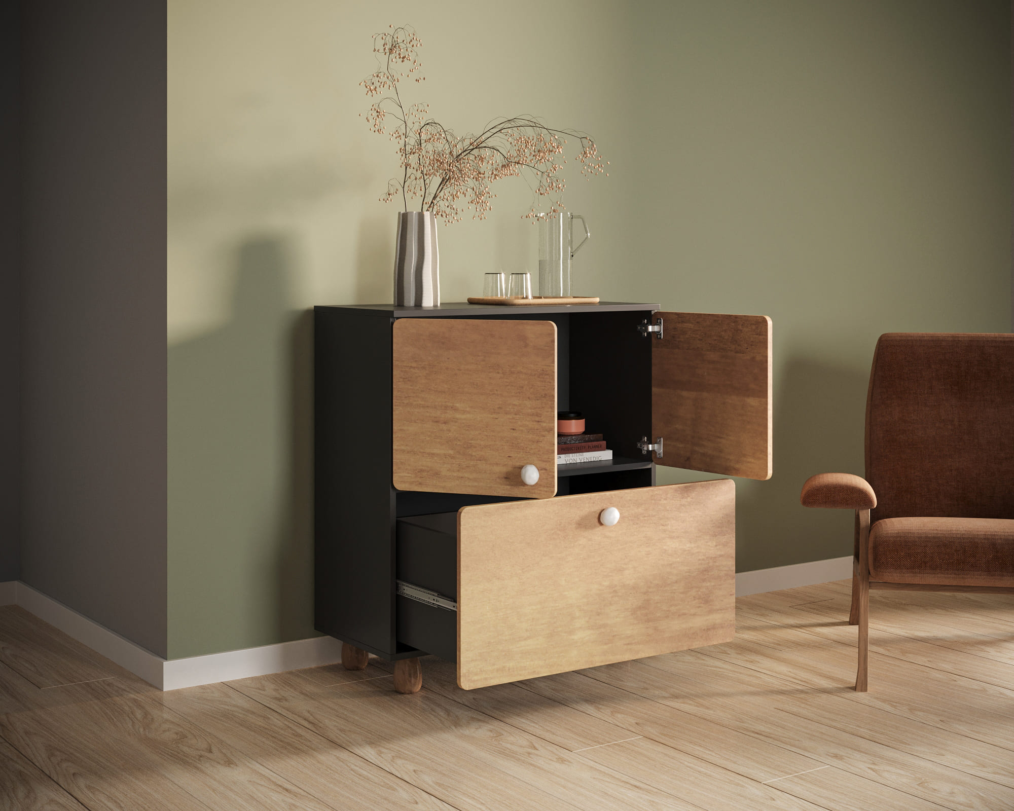 купить Комод с двумя дверками и ящиком "Split" SP03 в Москве купить Комод с двумя дверками и ящиком "Split" SP03