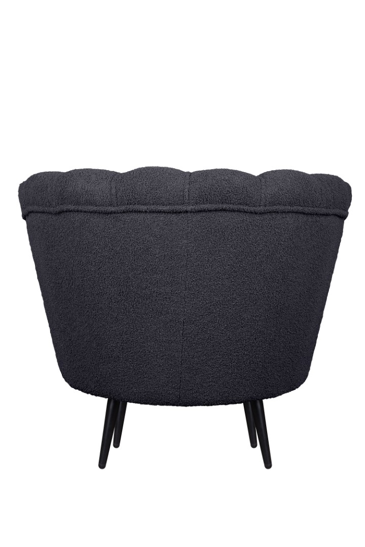Низкое кресло ракушка Pearl Black Boucle на черных ножках в интернет-магазине в Москве Низкое кресло ракушка Pearl Black Boucle на черных ножках в интернет-магазине