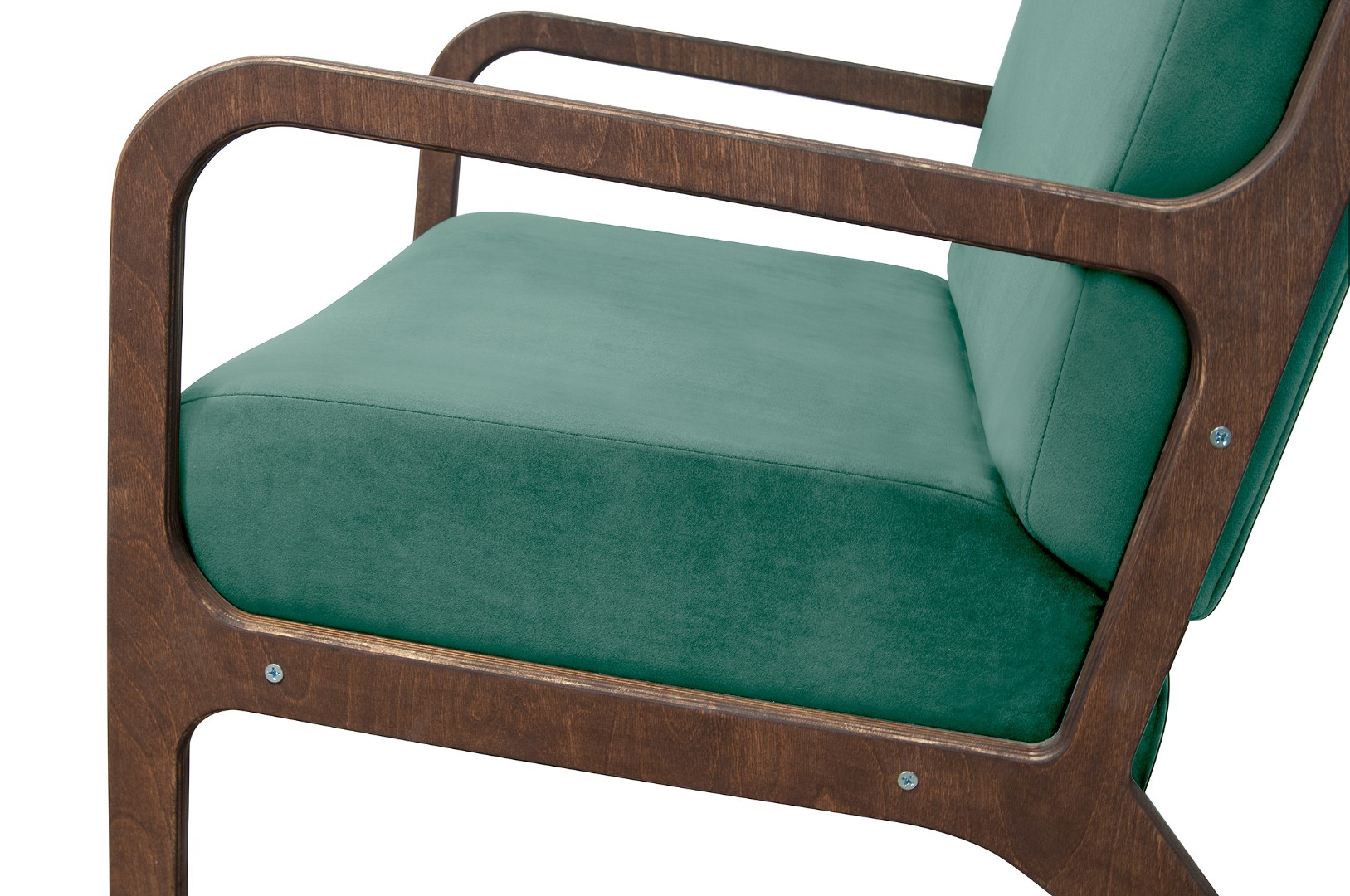 Низкое кресло с деревянными подлокотниками Mody Green V2 цвет зеленый в интернет-магазине в Москве Низкое кресло с деревянными подлокотниками Mody Green V2 цвет зеленый в интернет-магазине