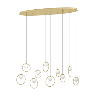 390347 Люстра диммируемая PORTOCOLOM, 10X3W (LED), 3000K, 3500lm, L1160, B260, H1500, сталь, латунь, золотой/матовое опаловое стекло, белый