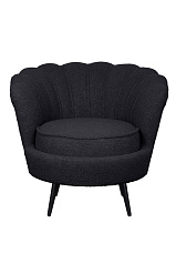Низкое кресло ракушка Pearl Black Boucle на черных ножках в Москве