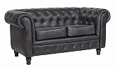 Диван из черной кожи Chesterfield Black Leather 2S №1