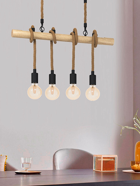 43318 Подвес YOUNGSTOWN, 4X40W(E27), сталь, дерево, черный, коричневый в Москве 43318 Подвес YOUNGSTOWN, 4X40W(E27), сталь, дерево, черный, коричневый