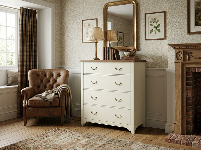 Бежевый комод "Оливия (Olivia)" на пять ящиков арт GA2005C