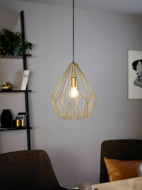 49933 Подвес CARLTON 1, 1x60W (E27), ?310, H1100, сталь, золотой в Москве 49933 Подвес CARLTON 1, 1x60W (E27), ?310, H1100, сталь, золотой