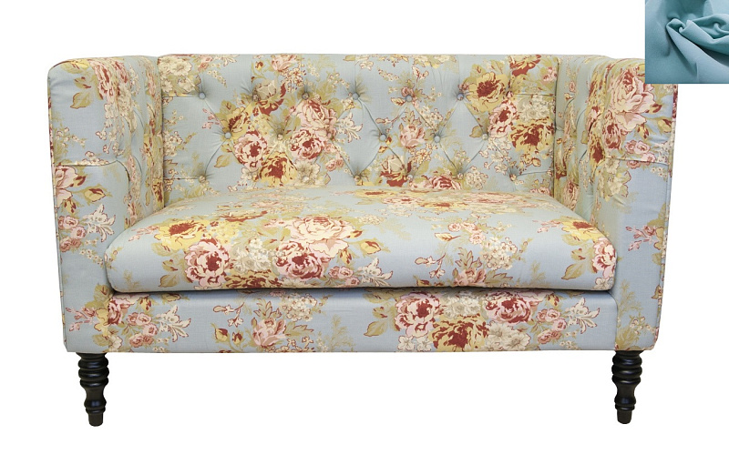 Прямой двухместный диван Rose голубой в Москве Прямой двухместный диван Rose голубой