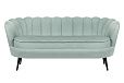 Диван ракушка для гостиниц Pearl Triple Green на черных ножках