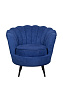 Низкое кресло ракушка Pearl синий на черных ножках