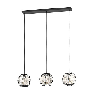 44007 Подвесной светильник WAVERTON, 3х40W (E27), L920, B220, H1100, сталь черный / текстиль, дерево, белый, черный
