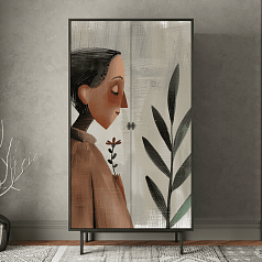 Шкаф двухдверный "Emerson Art Женщина с цветком" арт EM091/Art2
