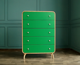 Комод "Ellipse" с пятью ящиками зеленые фасады арт EL20/1