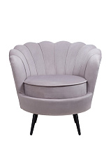 Низкое кресло ракушка Pearl Grey на черных ножках в Москве