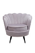 Низкое кресло ракушка Pearl Grey на черных ножках №0