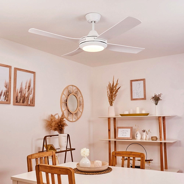 Потолочный вентилятор c подсветкой BONDI 48, 1x20W(LED), ?1219, пластик, белый матовый