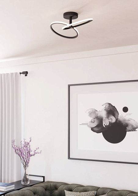 902144 Светодиодный настенно-потолочный светильник с регулировкой цветовой температуры CONGIUNTI, 12W(LED), 2700K, 4000K, 6500K, 1500lm, сталь, черный