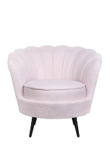 Низкое кресло ракушка Pearl Pink Boucle на черных ножках в Москве