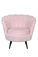 Низкое кресло ракушка Pearl розовый V2 на черных ножках