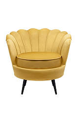 Низкое кресло ракушка Pearl Yellow на черных ножках в Москве