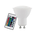 Лампа светодиодная диммируемая RGB с пультом упр-я, 4W (GU10), 3000K, 220lm №0