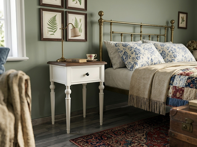 Тумбочка в стиле Прованс "Одри (Odri)" с одним ящиками арт od2102 Белый