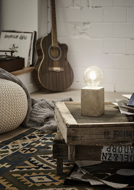 49812 Настольная лампа PRESTWICK, 1х60W (E27), 90х90, H130, керамика, серый