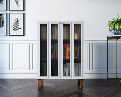 Шкаф-буфет "Andersen" малый с рифлеными стеклами арт AN18/1WH