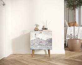 Тумбочка "Berber" с двумя ящиками 51 принт арт BB03/Print_51, разноцветная