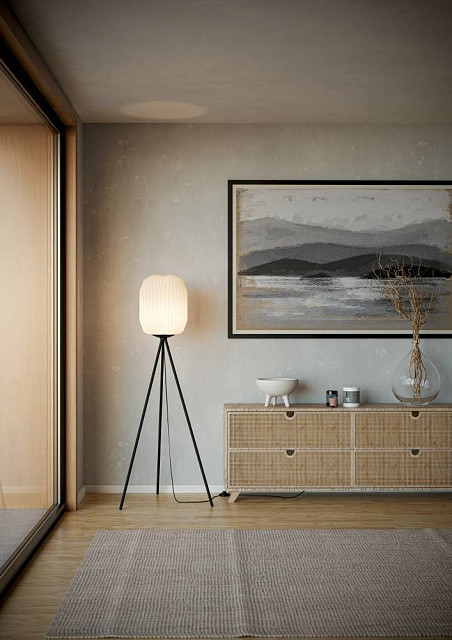 44104 Торшер BELGRAVE, 1x60W(E27), сталь, черный, бумага, белый