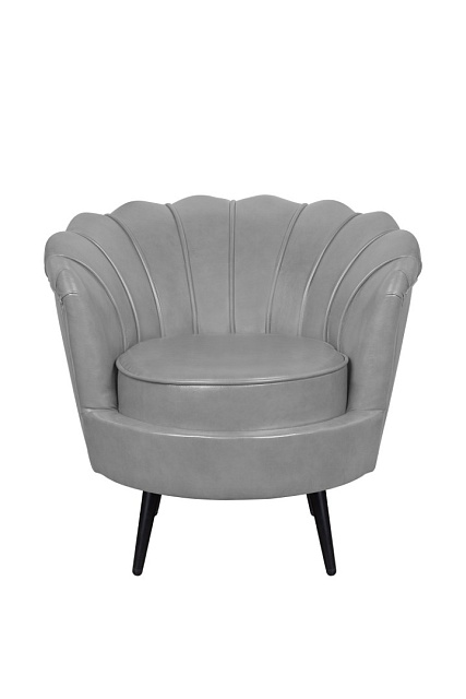 Низкое кресло ракушка Pearl Grey V2 на черных ножках