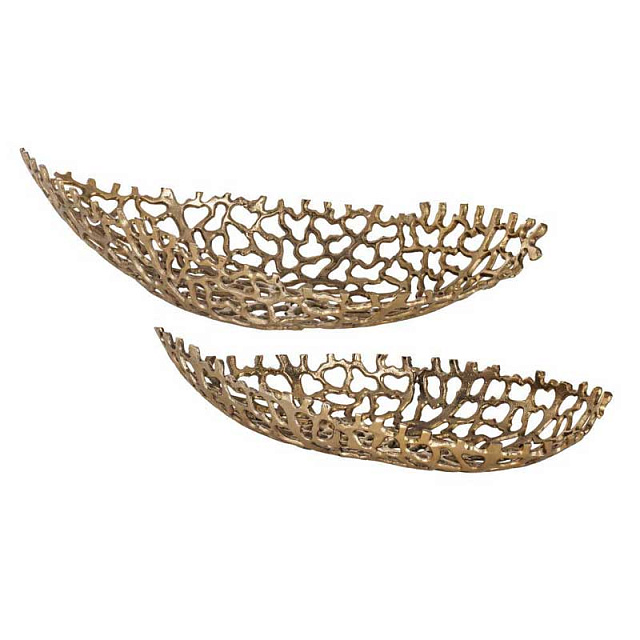 427087 Миска декоративная 2шт. KIMITSU, L610, B255, H130, алюминий, золотой в Москве 427087 Миска декоративная 2шт. KIMITSU, L610, B255, H130, алюминий, золотой