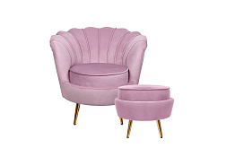 Кресло с пуфом ракушка Pearl Pink